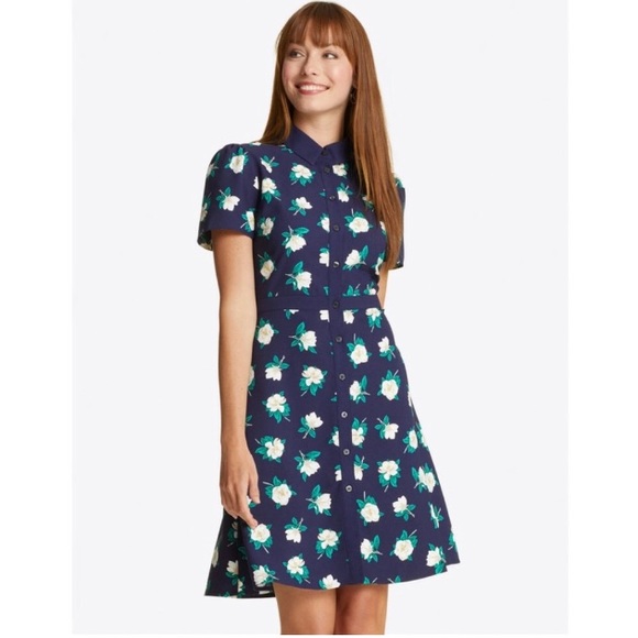 Draper James Dresses & Skirts - Draper James Faith Shirt Dress in Navy Magnolia, Size 10